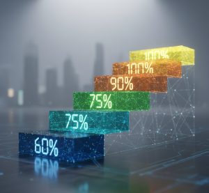 Escalera con bloques que simbolizan los tramos progresivos de embargo salarial.